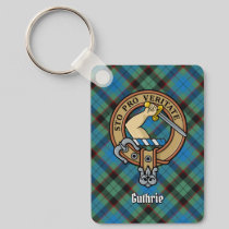 Clan Guthrie Crest over Tartan Keychain