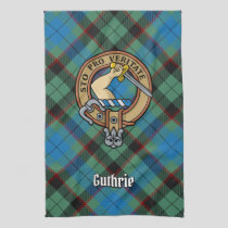 Clan Guthrie Crest over Tartan Kitchen Towel