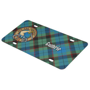 Clan Guthrie Crest over Tartan License Plate