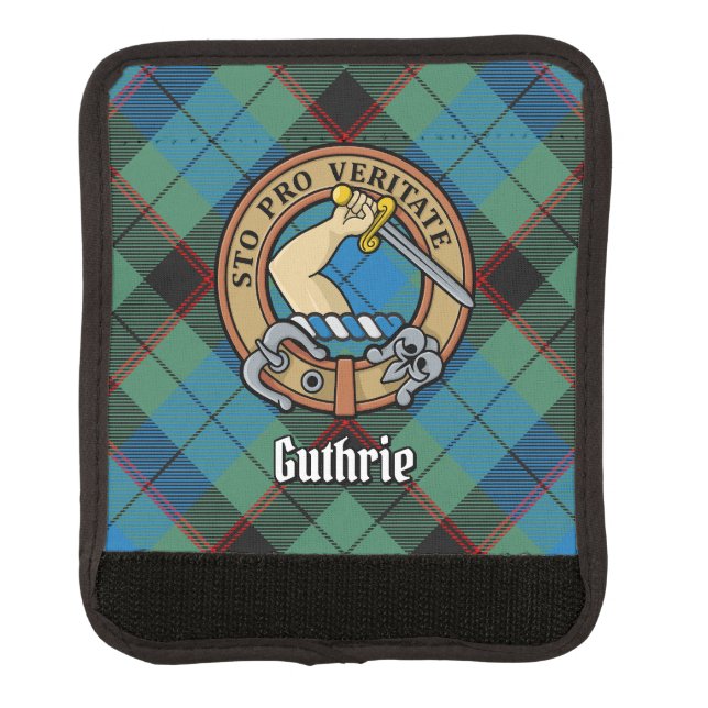 Clan Guthrie Crest over Tartan Luggage Handle Wrap (Front)