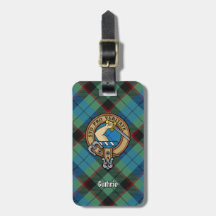 Clan Guthrie Crest over Tartan Luggage Tag