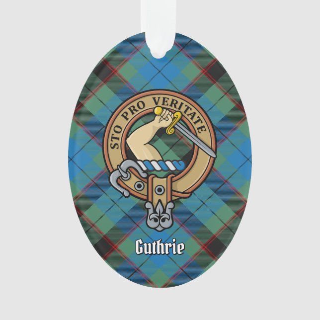 Clan Guthrie Crest over Tartan Ornament (Front)