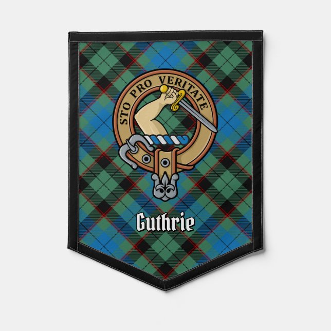 Clan Guthrie Crest over Tartan Pennant (Front)