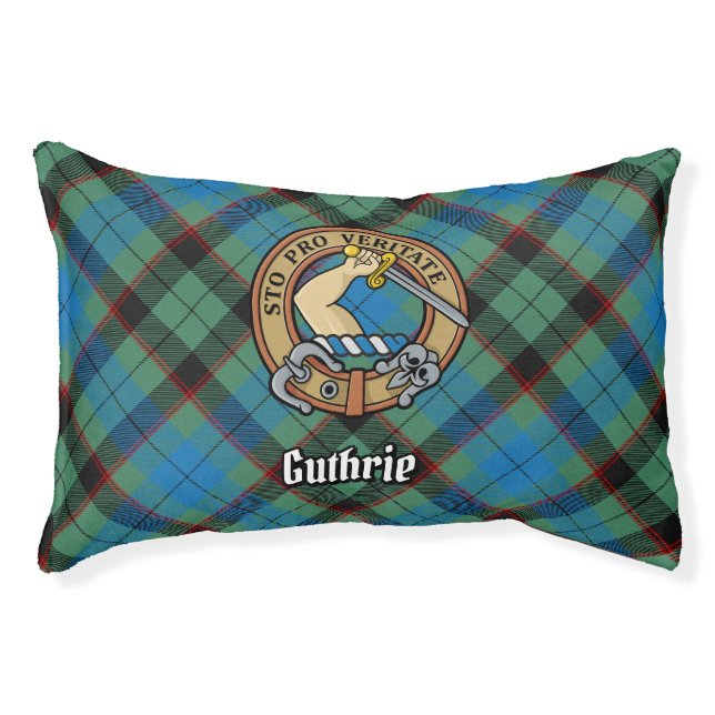 Clan Guthrie Crest over Tartan Pet Bed (Front)