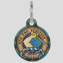 Clan Guthrie Crest over Tartan Pet ID Tag