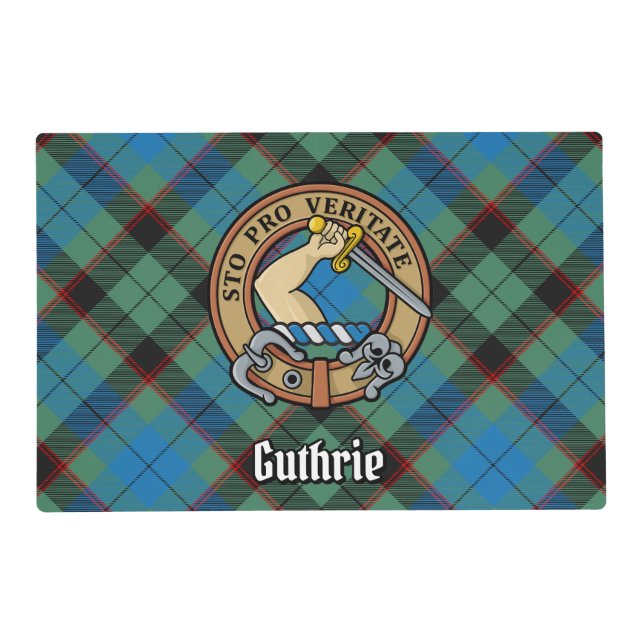 Clan Guthrie Crest over Tartan Placemat (Front)