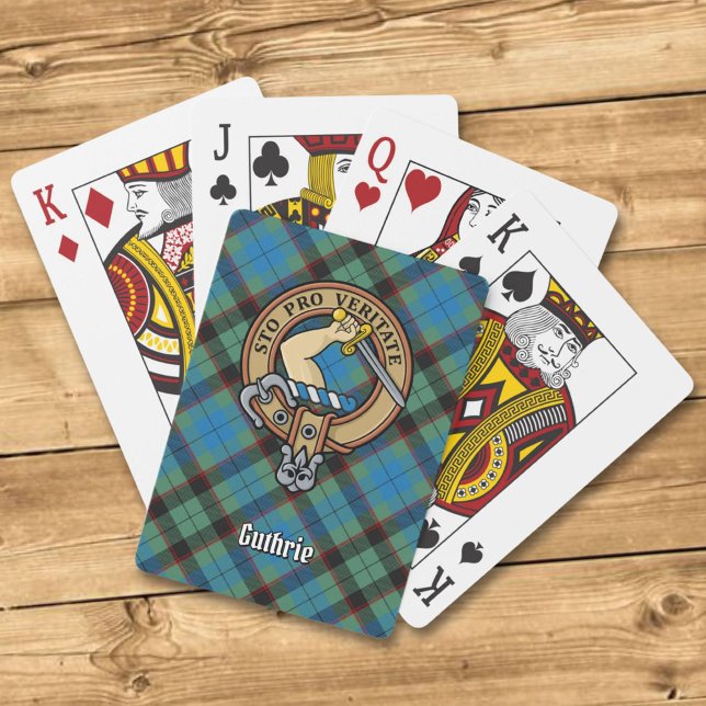 Clan Guthrie Crest over Tartan Poker Cards (Creator Uploaded)