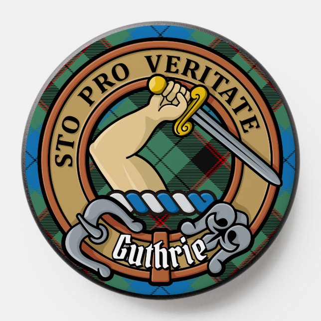Clan Guthrie Crest over Tartan PopSocket (Popsocket)