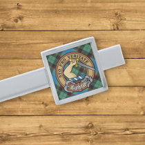 Clan Guthrie Crest over Tartan Silver Finish Tie Bar