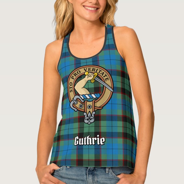 Clan Guthrie Crest over Tartan Tank Top (Front)