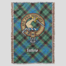 Clan Guthrie Crest over Tartan Throw Blanket