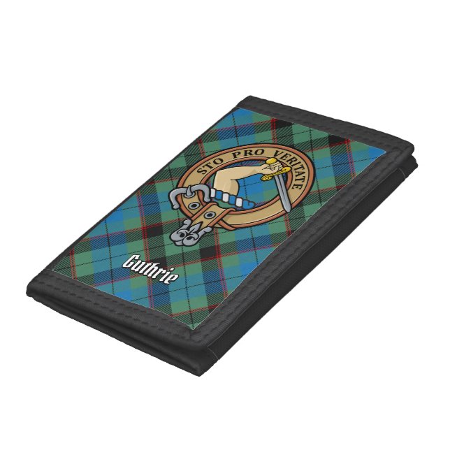Clan Guthrie Crest over Tartan Trifold Wallet (Bottom)