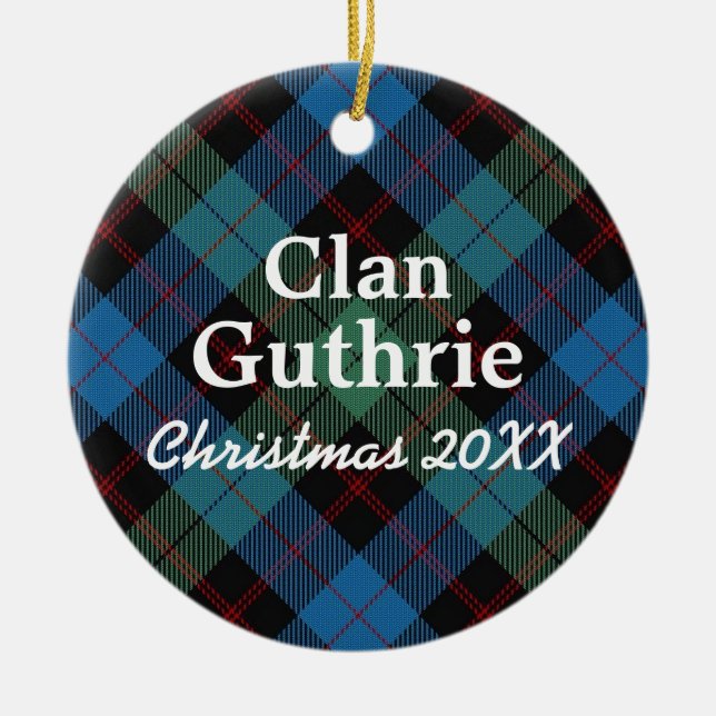 Clan Guthrie Scottish Tartan Ceramic Ornament (Front)