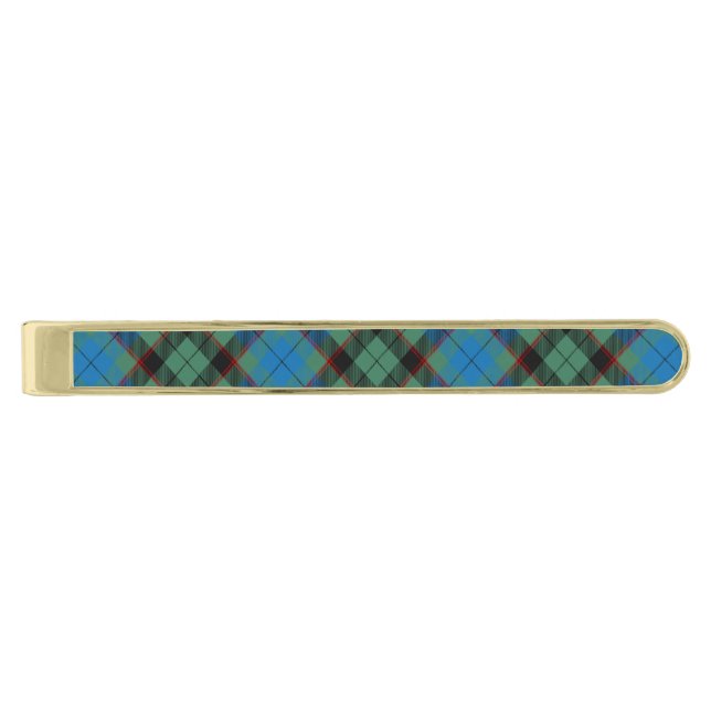 Clan Guthrie Tartan Gold Finish Tie Bar (Front)