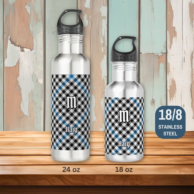 Clan Haig Check Tartan Stainless Steel Water Bottle (Creator Uploaded)