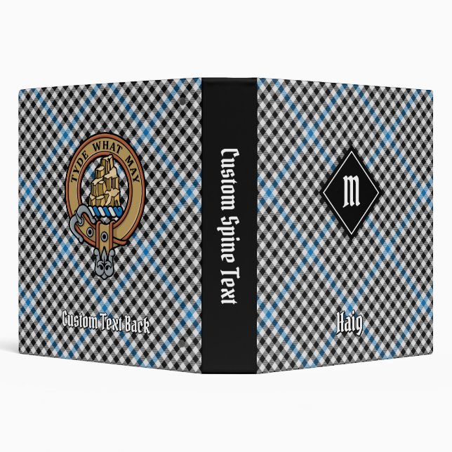 Clan Haig Crest over Check Tartan 3 Ring Binder (Background)