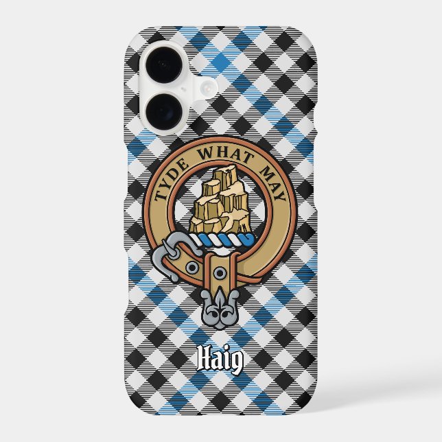 Clan Haig Crest over Check Tartan Case-Mate iPhone Case (Back)