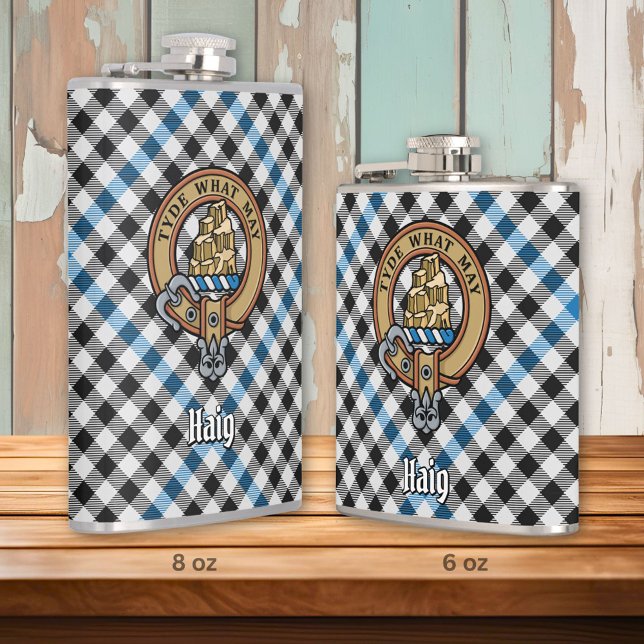 Clan Haig Crest over Check Tartan Flask (Creator Uploaded)