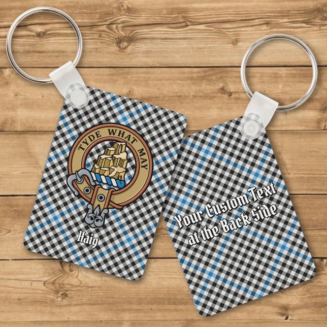 Clan Haig Crest over Check Tartan Keychain (Creator Uploaded)
