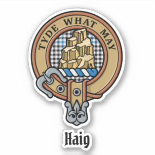 Clan Haig Crest over Check Tartan Sticker