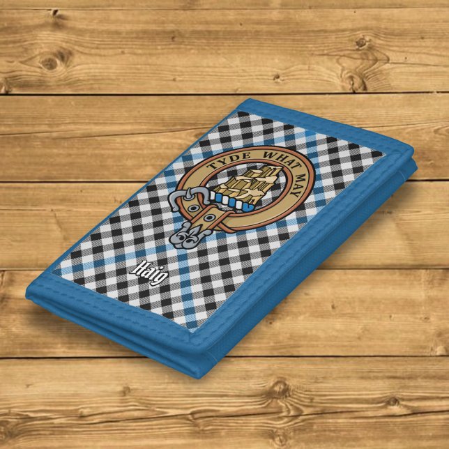 Clan Haig Crest over Check Tartan Trifold Wallet (Creator Uploaded)