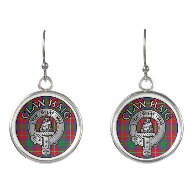 Clan Haig Crest & Tartan Earrings (Front)