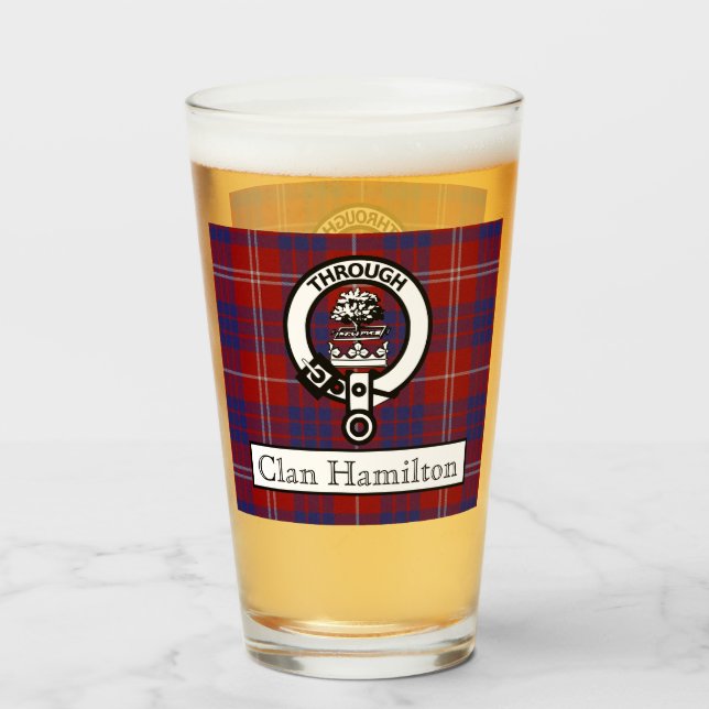 Clan Hamilton Crest and Tartan  Glass (Front Filled)