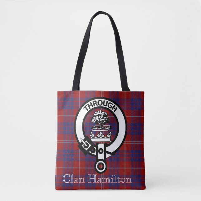 Clan Hamilton Crest and Tartan Tote Bag (Front)