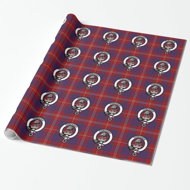 Clan Hamilton Crest and Tartan Wrapping Paper (Unrolled)
