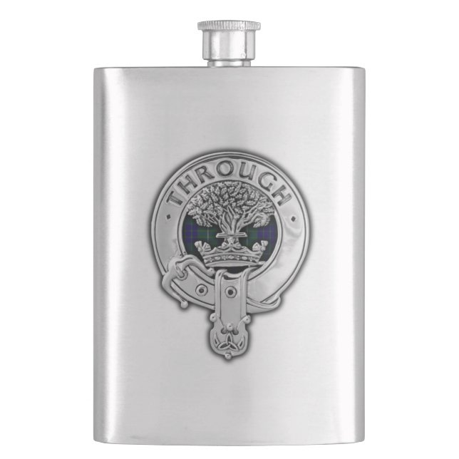 Clan Hamilton Crest & Hunting Tartan Flask (Front)