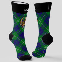 Clan Hamilton Crest over Green Hunting Tartan Socks