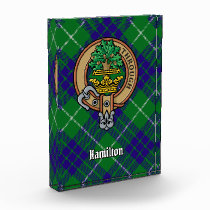 Clan Hamilton Crest over Hunting Tartan Acrylic Award