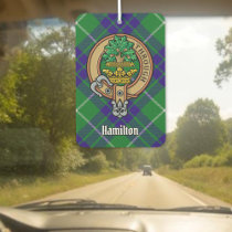 Clan Hamilton Crest over Hunting Tartan Air Freshener