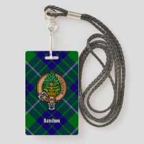 Clan Hamilton Crest over Hunting Tartan Badge