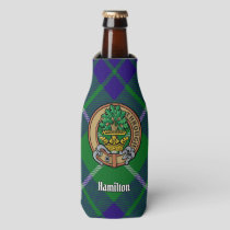 Clan Hamilton Crest over Hunting Tartan Bottle Cooler
