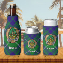 Clan Hamilton Crest over Hunting Tartan Bottle Cooler
