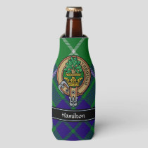 Clan Hamilton Crest over Hunting Tartan Bottle Cooler