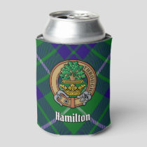 Clan Hamilton Crest over Hunting Tartan Can Cooler