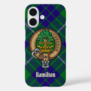 Clan Hamilton Crest over Hunting Tartan iPhone 16 Case