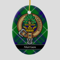 Clan Hamilton Crest over Hunting Tartan Ceramic Ornament