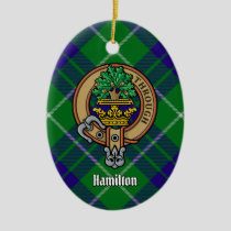 Clan Hamilton Crest over Hunting Tartan Ceramic Ornament