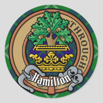 Clan Hamilton Crest over Hunting Tartan Classic Round Sticker