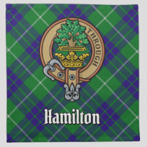Clan Hamilton Crest over Hunting Tartan Cloth Napkin