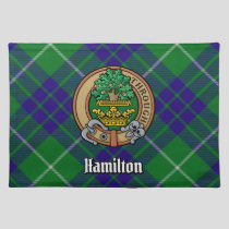 Clan Hamilton Crest over Hunting Tartan Cloth Placemat