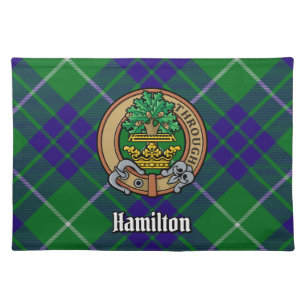 Clan Hamilton Crest over Hunting Tartan Cloth Placemat