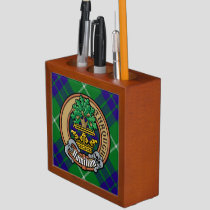 Clan Hamilton Crest over Hunting Tartan Desk Organizer