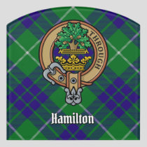 Clan Hamilton Crest over Hunting Tartan Door Sign