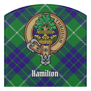 Clan Hamilton Crest over Hunting Tartan Door Sign