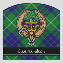 Clan Hamilton Crest over Hunting Tartan Door Sign