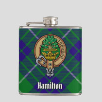 Clan Hamilton Crest over Hunting Tartan Flask